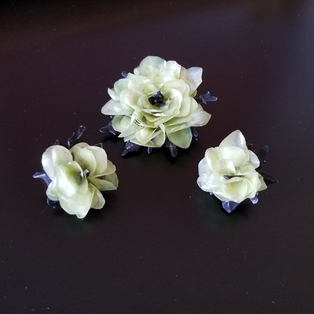 Vintage/antique folk art earrings & brooch